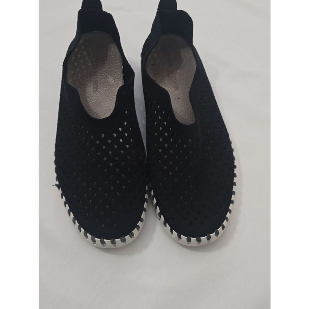 Ilse Jacobsen Tulip‎ Black Perforated Slip On Sneakers, Size 37 (us7)